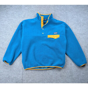 Patagonia Synchilla Sweatshirt Mens Medium Pullover Vintage Hiking Blue Yellow